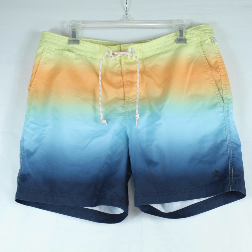 Original Penguin Sunset‎ Swim Trunks Bathing Suit with Netting Mens Size M